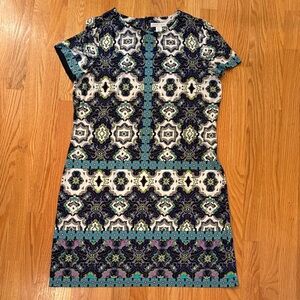 London Times Blue and Purple Geometric Mini Dress
